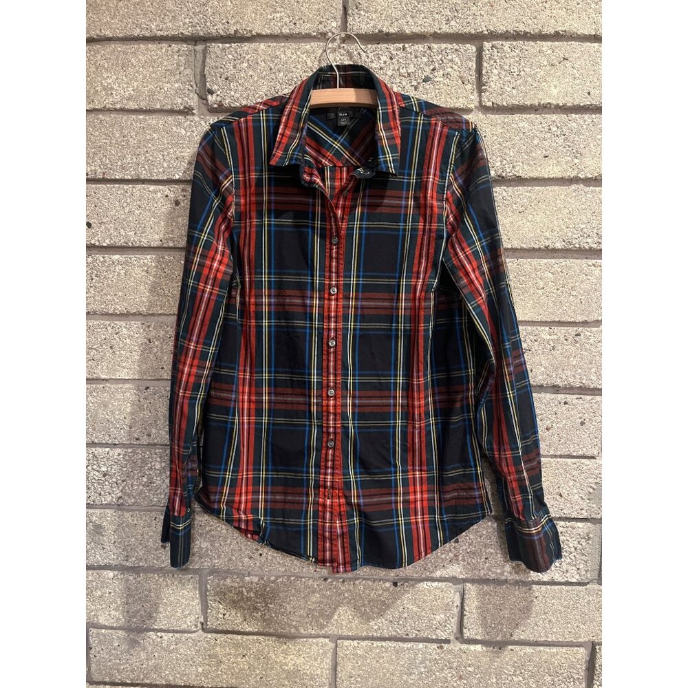 J. Crew Slim Fit Plaid Button-Down Shirt Size 12T Cotton
